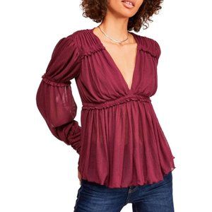 Free People Day Dreaming Plum Top Size Large